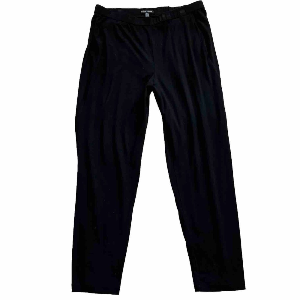 EILEEN FISHER PULL ON BLACK PANTS W/ POCKETS SIZE MEDIUM STAPLE CAPSULE WARDROBE
